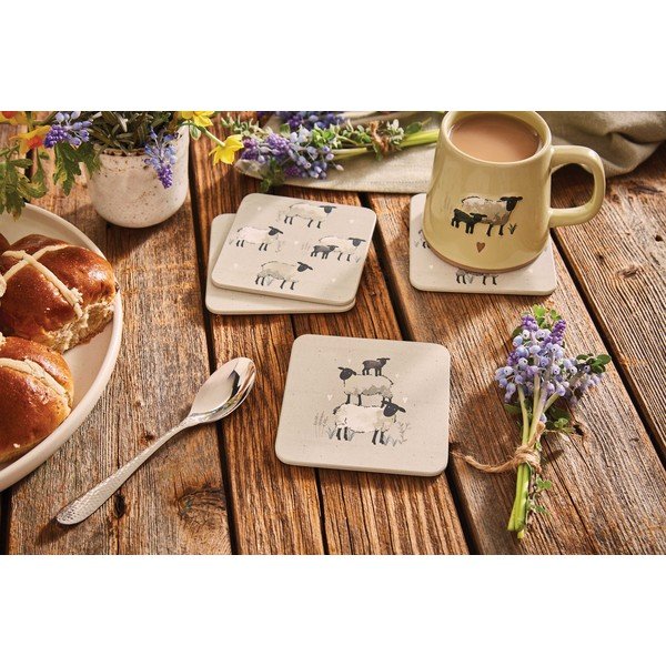 Set di sottobicchieri grigio tortora in sughero 4 pz Highland Sheep – Cooksmart ®-image-1