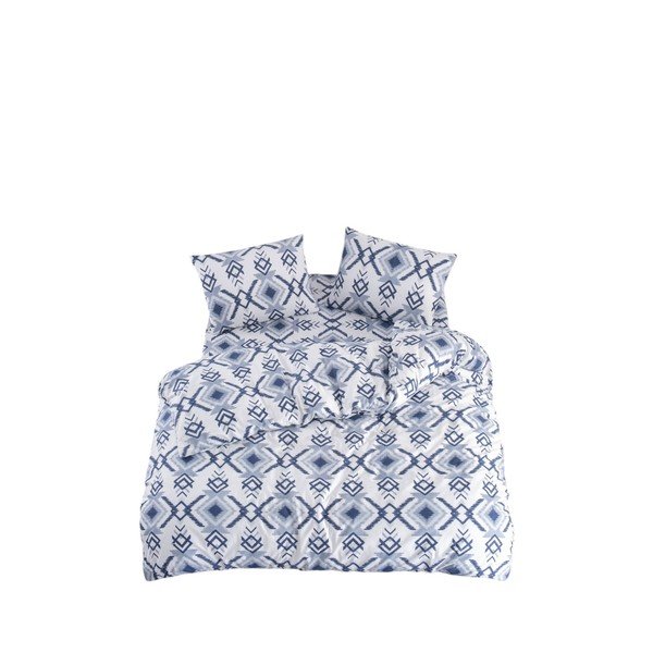 Set copripiumino e federa bianco/blu per letto singolo o esteso con lenzuolo incluso/3 pezzi 160x220 cm Geometric – Mila Home