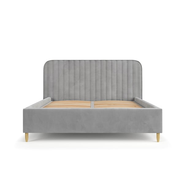 Letto matrimoniale imbottito grigio con spazio contenitivo e rete 160x200 cm Noto - Maison de Rêve-image-2