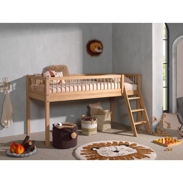 Letto rialzato per bambini in legno di quercia in colore naturale 90x200 cm Forrest - Vipack-image-2