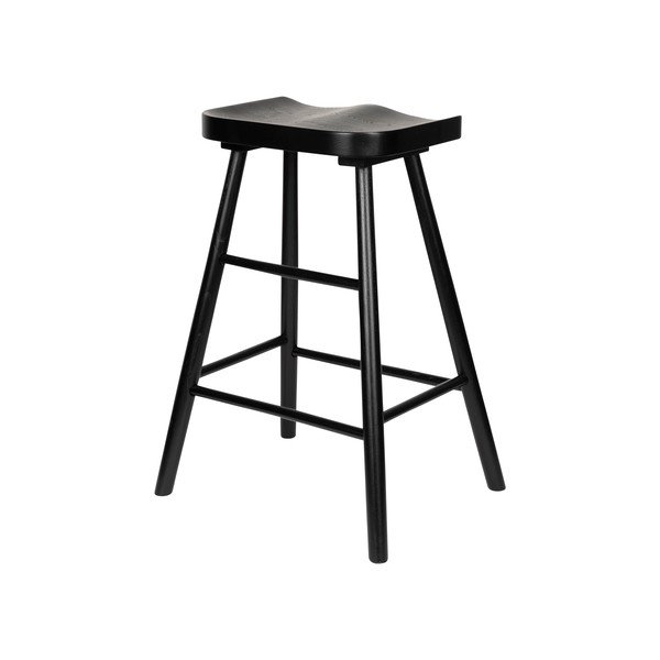 Sedia da bar nera in rovere massiccio (altezza della seduta 65,5 cm) Vander – White Label-image-4