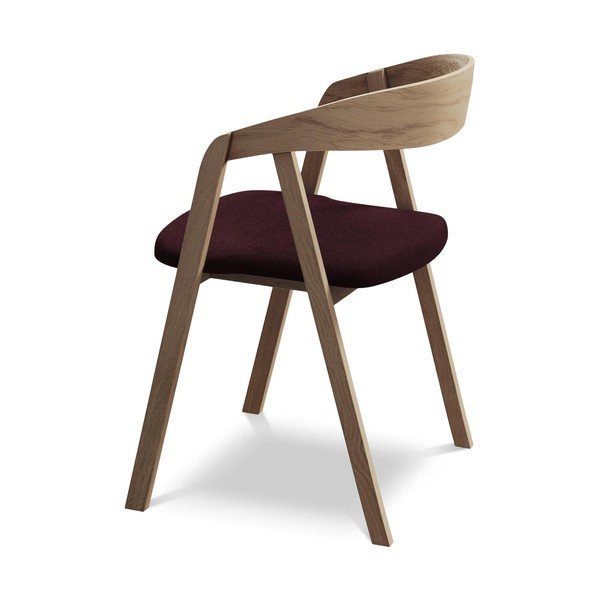 Sedia da pranzo burgundy in legno massiccio Erika – Makamii-image-3