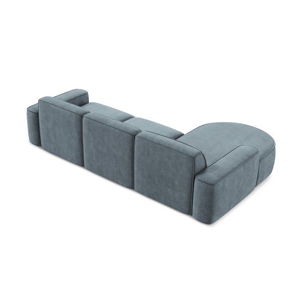 Divano angolare blu polveroso (con penisola a sinistra/con chaise lounge) con rivestimento in ciniglia Omao – Makamii-image-3