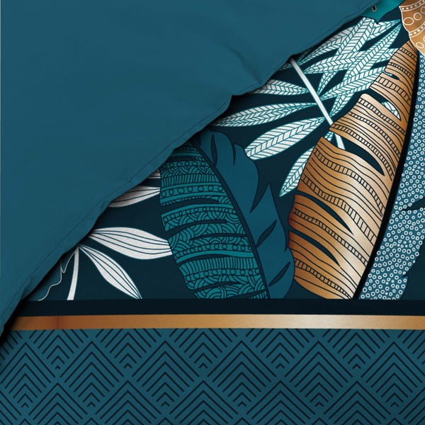 Set copripiumino e federa blu in cotone per letto matrimoniale e per letto esteso 240x220 cm Alianor – douceur d'intérieur-image-3