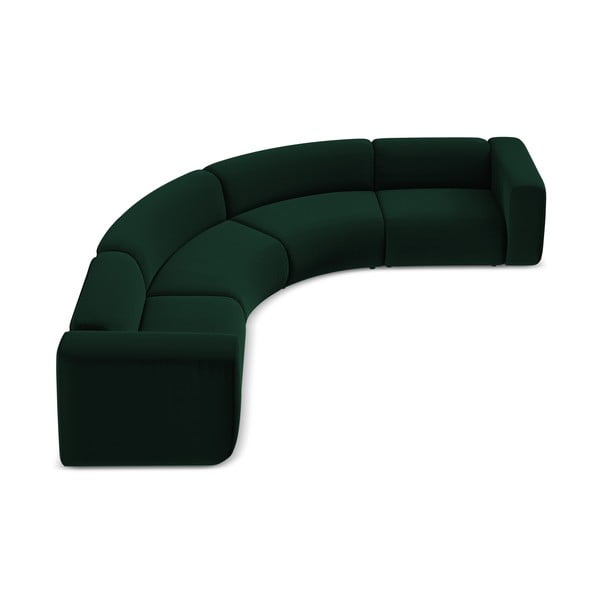 Divano angolare verde scuro con rivestimento in velluto Ekahi – Makamii-image-3