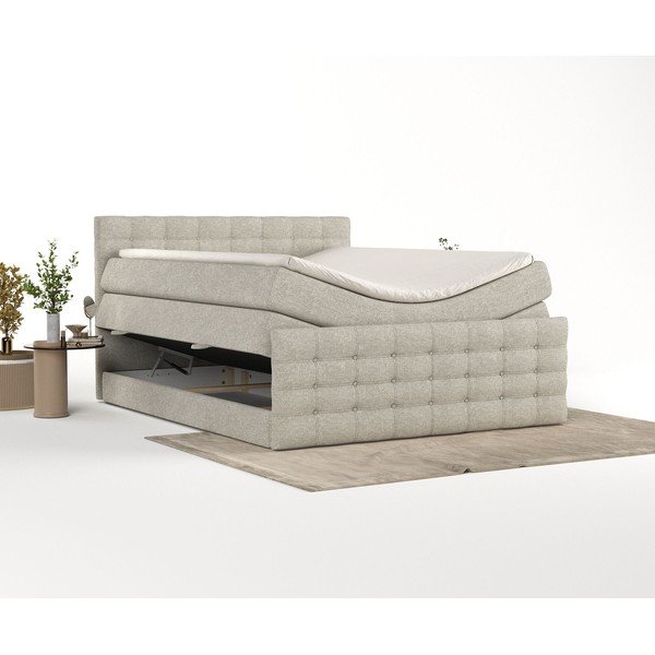 Letto boxspring beige con contenitore 200x200 cm Blend – Maison de Rêve-image-2