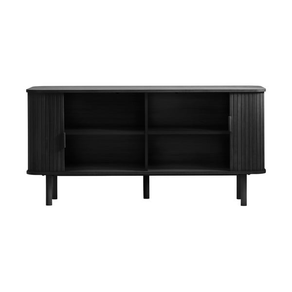 Cassettiera bassa nera in rovere con ante scorrevoli 76x160 cm Cavo - Unique Furniture-image-3