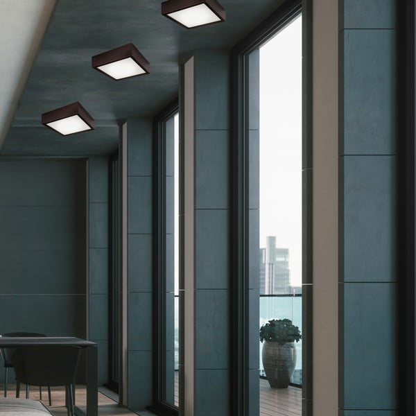 Plafoniera in marrone scuro con paralume in vetro 27,5x27,5 cm Quadro – LAMKUR-image-1