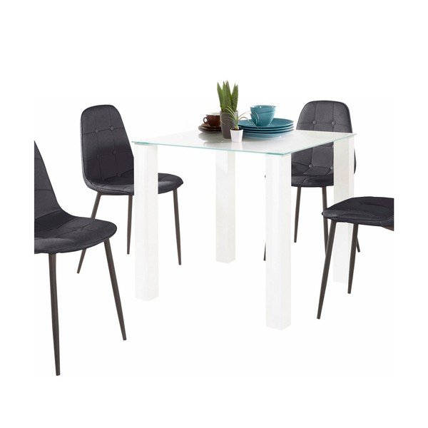 Set di tavolo da pranzo e 4 sedie nere Dante, lunghezza tavolo 80 cm - Støraa-image-1