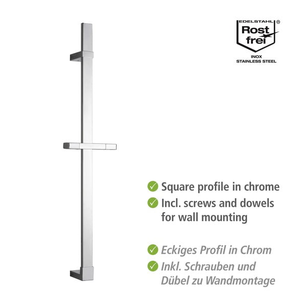 Asta doccia a parete in acciaio inox argento lucido 68 cm Design - Wenko-image-2