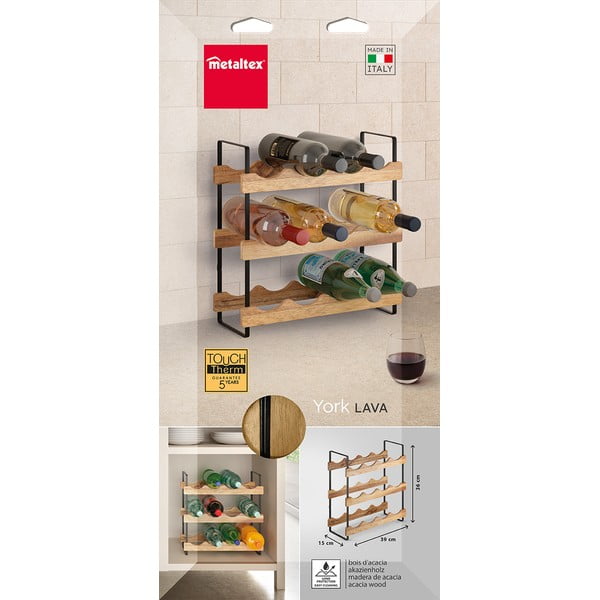 Portabottiglie per vino in legno numero di bottiglie 12 York – Metaltex-image-3