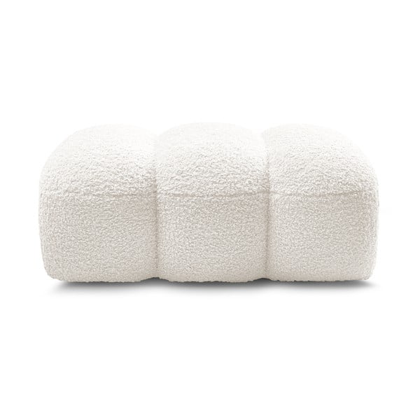 Poggiapiedi bianco con rivestimento in bouclé Hippolyte – Bobochic Paris