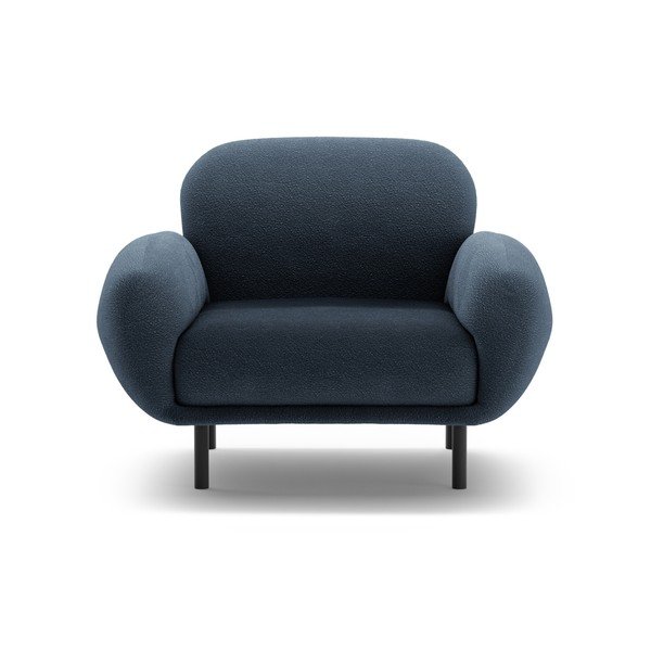 Poltrona blu scuro con rivestimento in bouclé Poppy – Micadoni -image-1