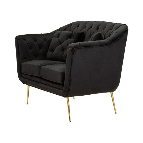 Divano nero con rivestimento in velluto 130 cm Budapest – Mauro Ferretti-image-3