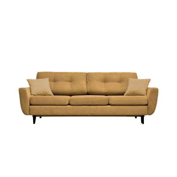 Divano letto a tre posti giallo con gambe nere Jasmin - Mazzini Sofas