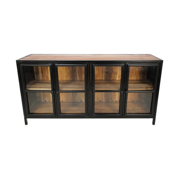 Vetrina in legno massiccio di acacia nera 170x90 cm Kingston - HSM collection-image-3