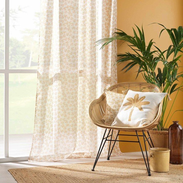 Tenda in voile giallo e bianco 140x240 cm Maddy - douceur d'intérieur-image-3