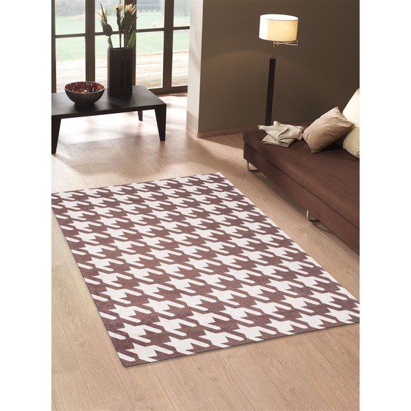 Vysoce odolný kuchyňský koberec Webtappeti Pied de Poule Brown, 130 x 190 cm