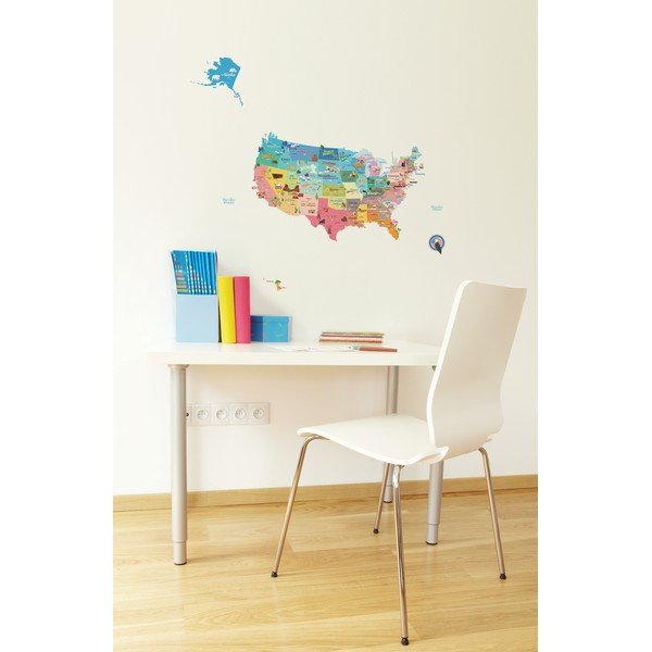 Mappa murale autoadesiva di grandi dimensioni degli Stati Uniti, 50 x 70 cm - Ambiance-image-4