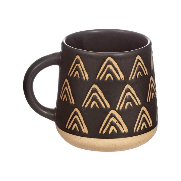 Tazza in gres beige-nero Triangles, 450 ml - Sass & Belle