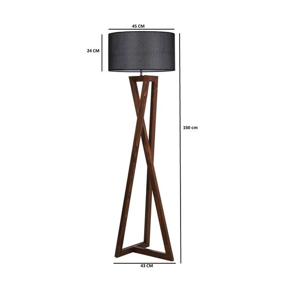 Lampada da terra nera/marrone con paralume in tessuto (altezza totale 149 cm) Maçka – Opviq lights-image-3