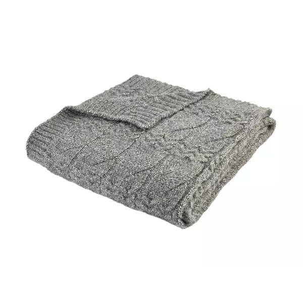 Coperta grigia a maglia 150x200 cm Cable Knit - Bianca-image-2