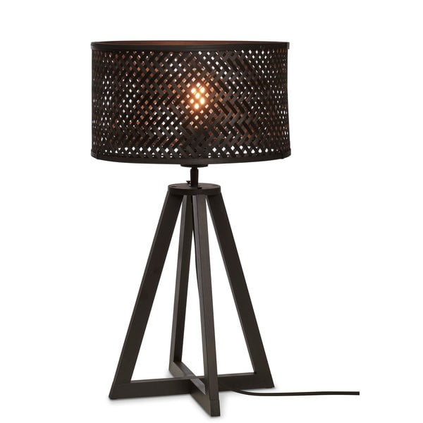 Lampada da tavolo nera con paralume in bambù (altezza 53 cm) Java - Good&Mojo