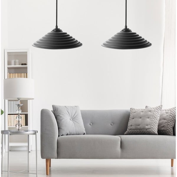 Lampadario nero con paralume in metallo ø 25 cm – Opviq lights-image-1