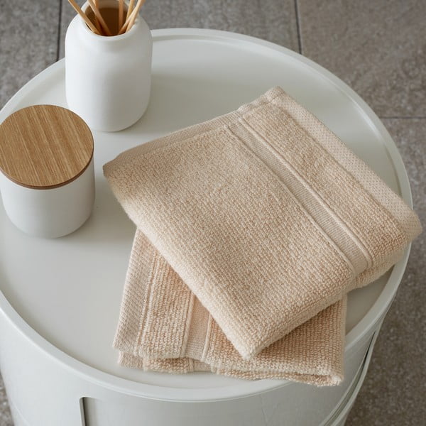 Set di asciugamani tipo terry beige in cotone 2 pz 30x30 cm Zero Twist – Catherine Lansfield-image-1