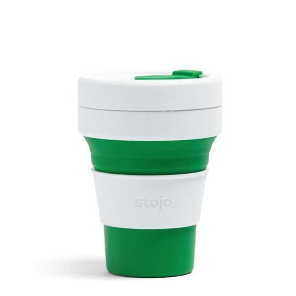 Tazza da viaggio pieghevole bianca e verde, 355 ml Pocket Cup - Stojo