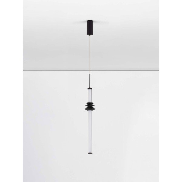Lampadario LED nero opaco in ceramica con paralume in vetro acrilico con intensità regolabile ø 8 cm Stalactite – Nova Luce-image-4