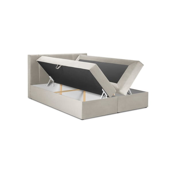 Letto boxspring beige con contenitore 200x200 cm Afra - Mazzini Beds-image-3