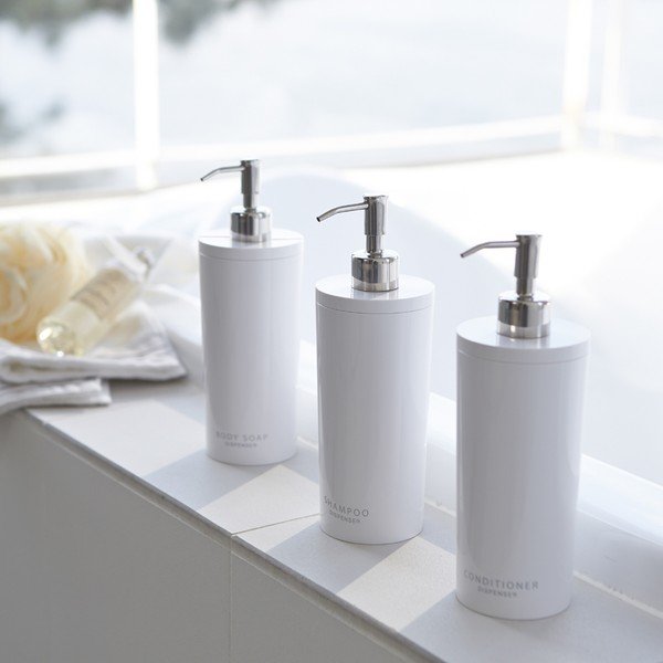 Dispenser per sapone bianco in plastica 500 ml Round – YAMAZAKI-image-1