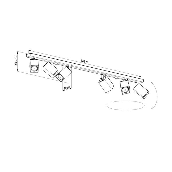 Apparecchio da soffitto nero 6L Toscana - Sollux-image-3
