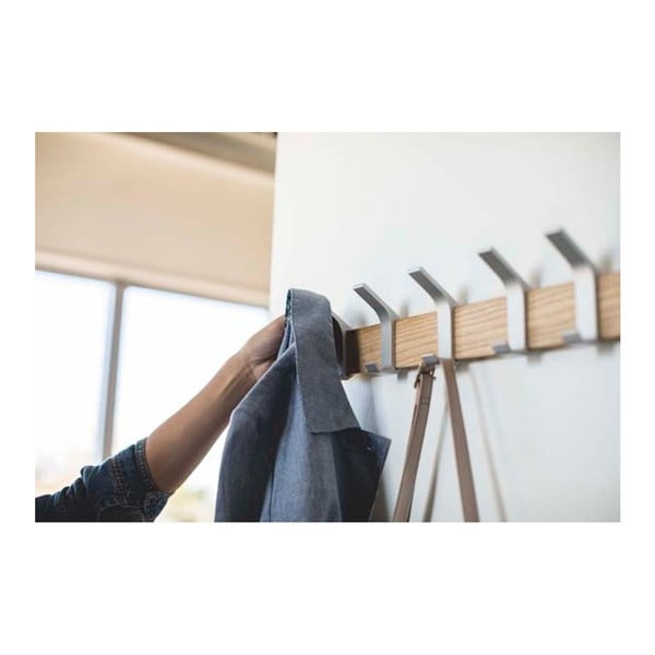Attaccapanni da parete color legno naturale in frassino  Rin Claro - YAMAZAKI-image-2