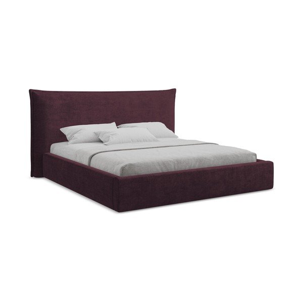 Letto matrimoniale imbottito viola scuro con contenitore con rete inclusa 140x200 cm Esala – Makamii