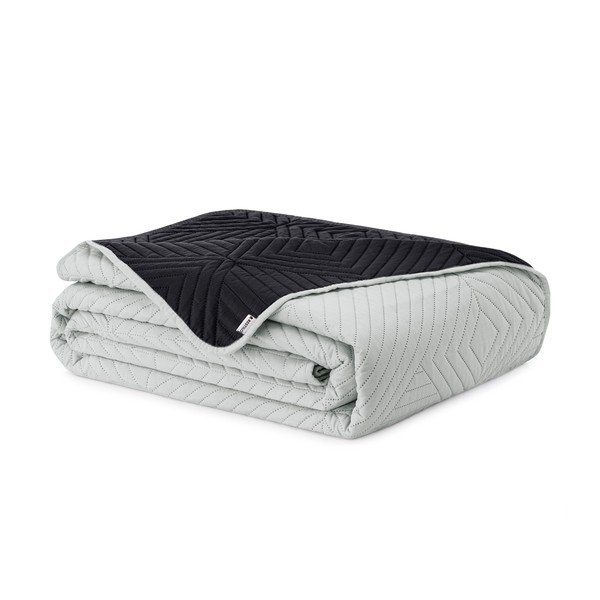 Copriletto nero/grigio chiaro in microfibra con rivestimento trapuntato 240x260 cm Softa – Restilo
