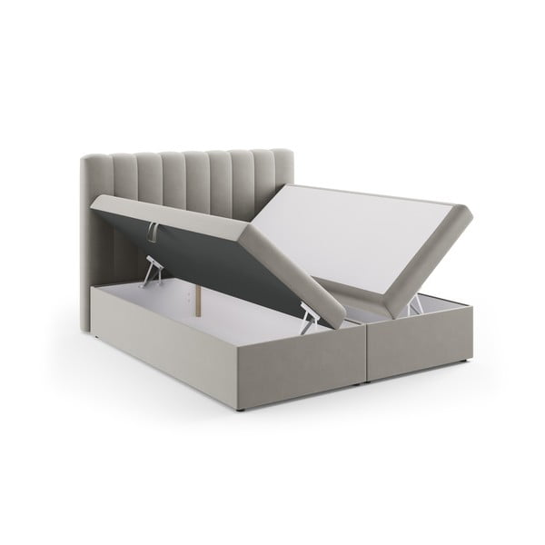 Letto boxspring grigio con contenitore 180x200 cm Gina - Milo Casa-image-3