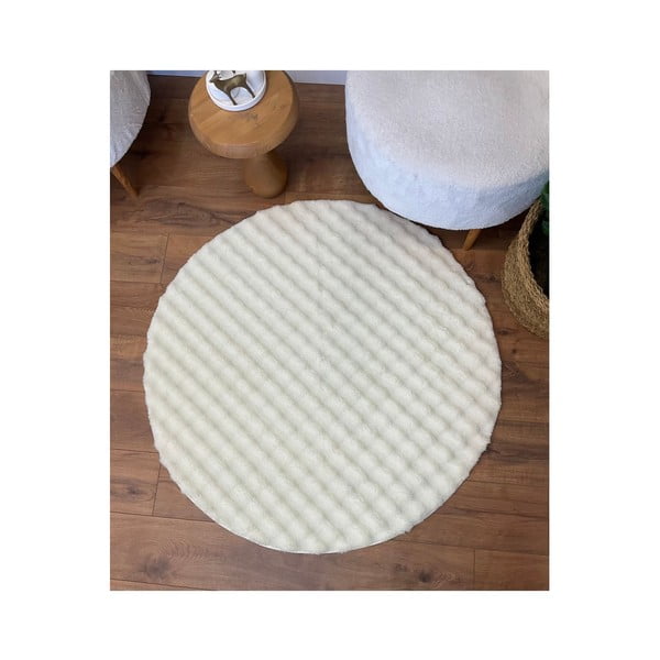 Tappeto color crema rotondo lavabile ø 120 cm Bubbly - Oyo Concept-image-2