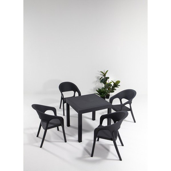 Set da pranzo da giardino per 4 persone color antracite Garden - Floriane Garden-image-1
