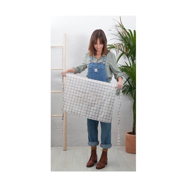 Grembiule a quadri grigio con Delantal in lino Simple Squares - Really Nice Things-image-1