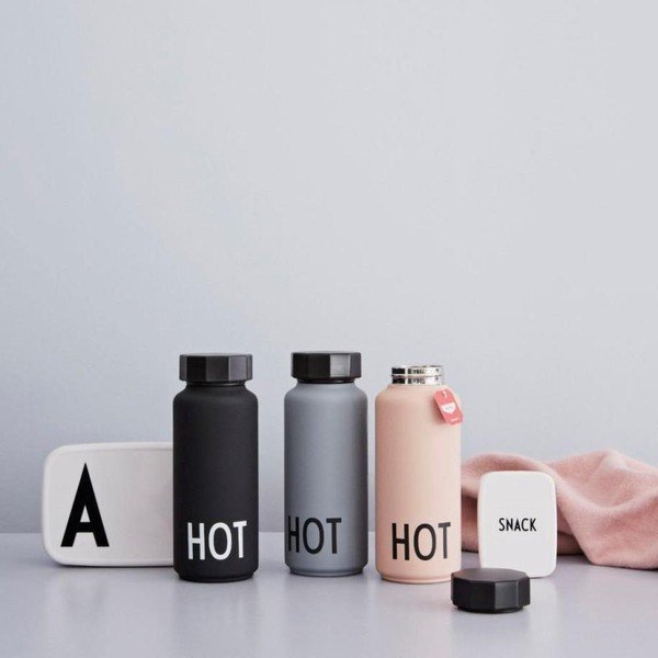 Bottiglia termica grigia, 500 ml Hot - Design Letters-image-1