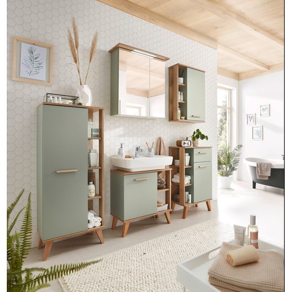 Mobile bagno sospeso verde in rovere 51x75 cm Set 963 - Pelipal-image-4
