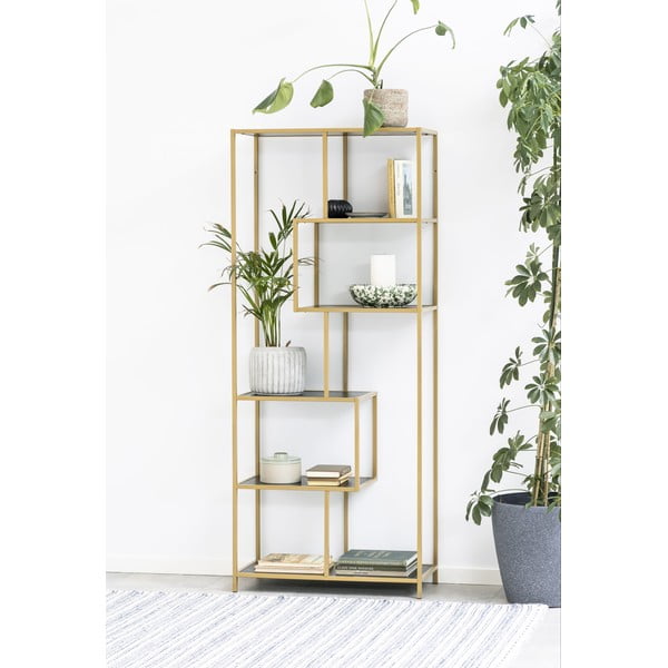 Libreria nero/oro 77x185 cm Seaford - Actona-image-1