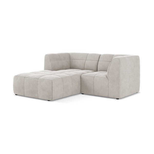 Divano angolare beige (con penisola a sinistra/con chaise lounge) con rivestimento in velluto Aloha – Makamii-image-2