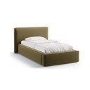 Letto singolo imbottito verde con contenitore con rete inclusa 90x200 cm Jodie – Micadoni 