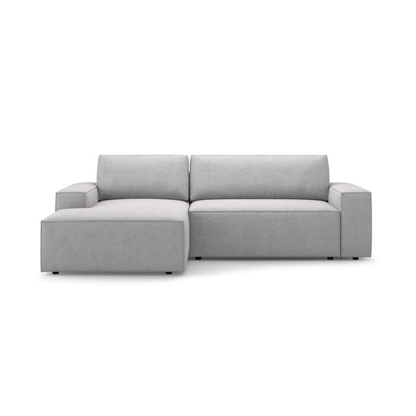 Divano letto angolare grigio chiaro in tessuto bouclé (angolo sinistro) Jodie - Micadoni Home