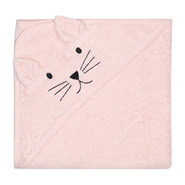 Asciugamano per neonato in cotone rosa con cappuccio 76x76 cm - Kindsgut