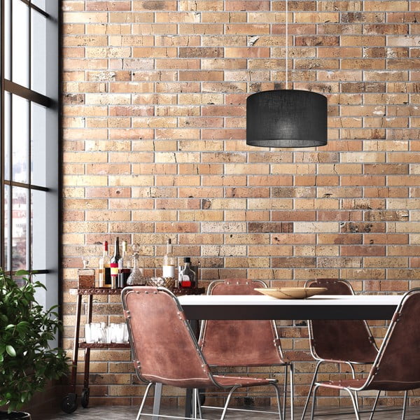 Lampada a sospensione nera con paralume in tessuto ø 35 cm Vivian - LAMKUR-image-1