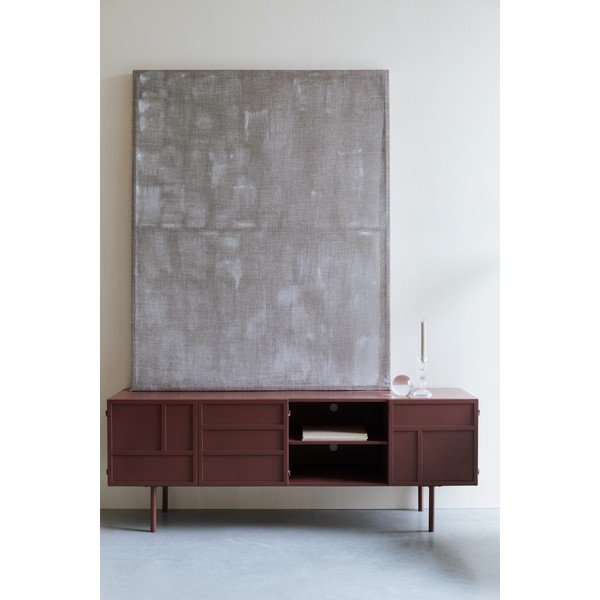Mobile TV rosso in metallo 160x58x36 cm Davis – White Label-image-1